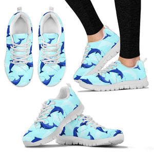 Dolphin Heart Pattern White Sneakers Shoes For Women, Men Dolphin Heart Pattern White Sneakers Shoes For Women, Men - Vegamart.com