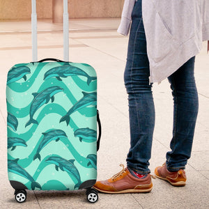 Dolphin Wave Print Luggage Cover Protector
