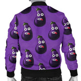Eggplant Funny Pattern Print Men Casual Bomber Jacket