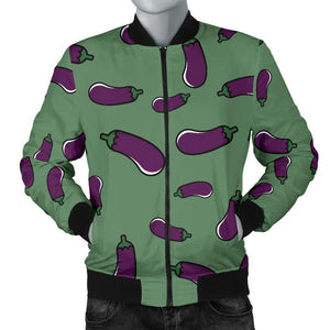 Eggplant Pattern Print Men Casual Bomber Jacket