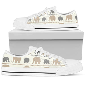 Elephant Cute Low Top Shoes For Women White, Black Custom Shoes Elephant Cute Low Top Shoes For Women White, Black Custom Shoes - Vegamart.com