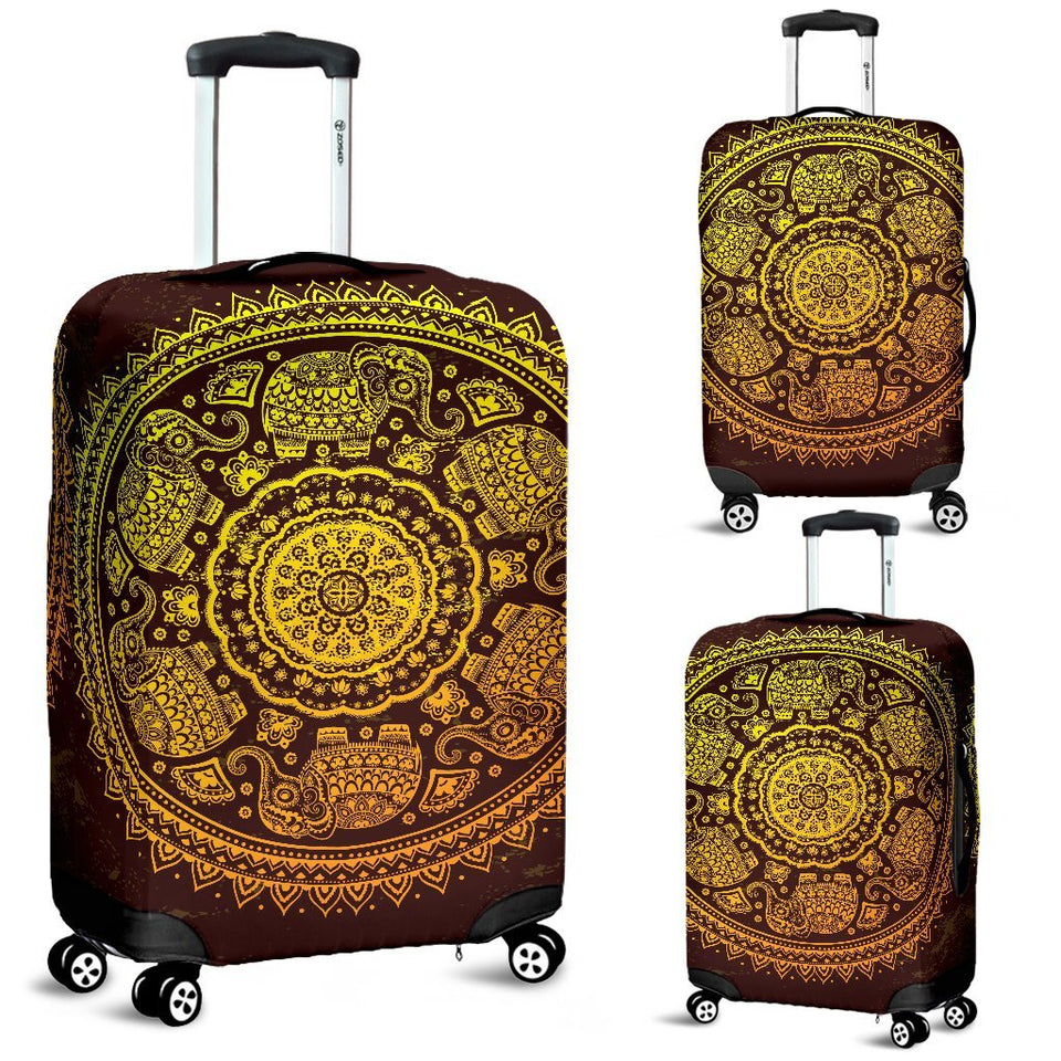 Elephant Gold Mandala Luggage Cover Protector