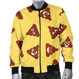 Emoji Poop Print Pattern Men Casual Bomber Jacket