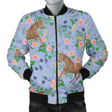 Equestrian Floral Pattern Print Men Casual Bomber Jacket