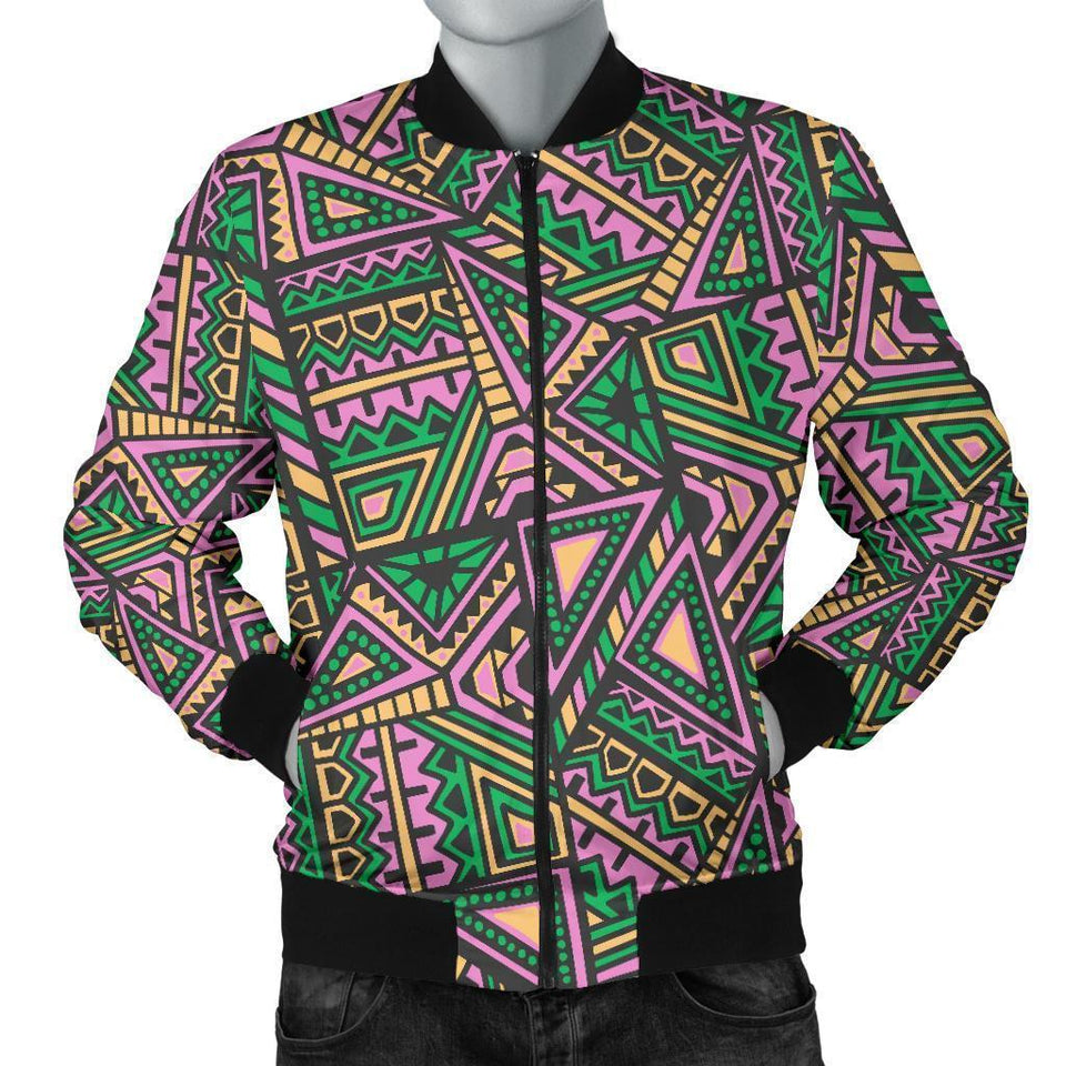 Ethnic Pink Print Pattern Men Casual Bomber Jacket