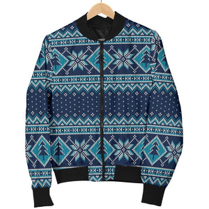 Fairisle Christmas Pattern Print Men Casual Bomber Jacket