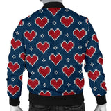 Fairisle Heart Christmas Pattern Print Men Casual Bomber Jacket