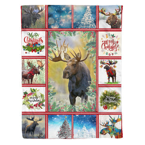Moose Gorgeous Merry Christmas Animal Reindeer Xmas Fleece Blanket, Custom Blankets Moose Gorgeous Merry Christmas Animal Reindeer Xmas Fleece Blanket, Custom Blankets - Vegamart.com