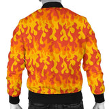 Fire Flame Print Pattern Men Casual Bomber Jacket