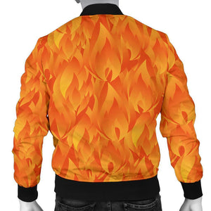 Flame Fire Pattern Print Men Casual Bomber Jacket