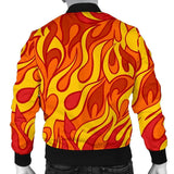 Flame Fire Print Pattern Men Casual Bomber Jacket