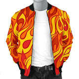 Flame Fire Print Pattern Men Casual Bomber Jacket