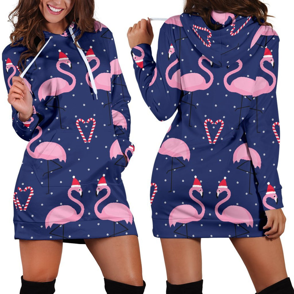 Flamingo Christmas Hoodie Dress 3D Style Women All Over Print Flamingo Christmas Hoodie Dress 3D Style Women All Over Print - Vegamart.com