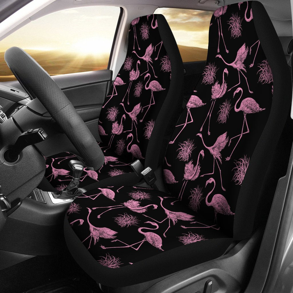 Flamingo Pink Print Pattern Car Seat Covers Set 2 Pc, Car Accessories Car Mats Covers Flamingo Pink Print Pattern Car Seat Covers Set 2 Pc, Car Accessories Car Mats Covers - Vegamart.com