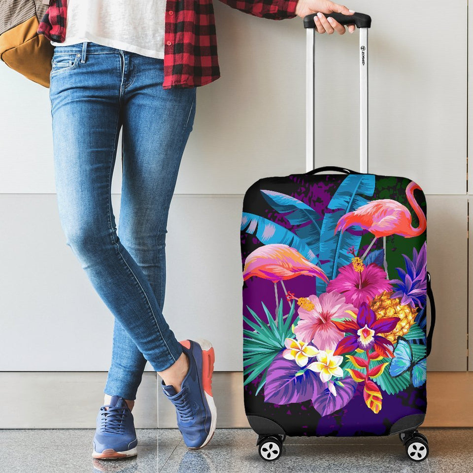 Flamingo Purple Jungle Luggage Cover Protector