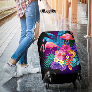 Flamingo Purple Jungle Luggage Cover Protector