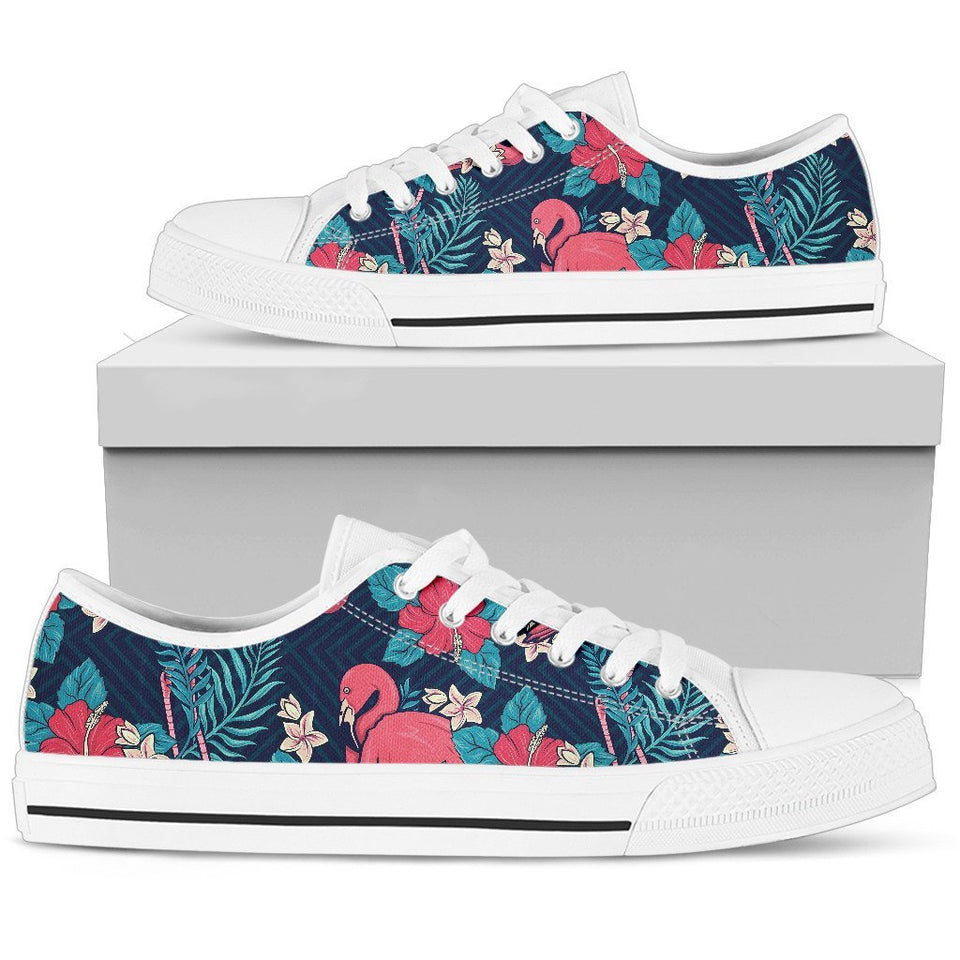 Flamingo Red Hibiscus Pattern Low Top Shoes For Men, Women Flamingo Red Hibiscus Pattern Low Top Shoes For Men, Women - Vegamart.com