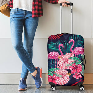 Flamingo Tropical Pink Hibiscus Luggage Cover Protector