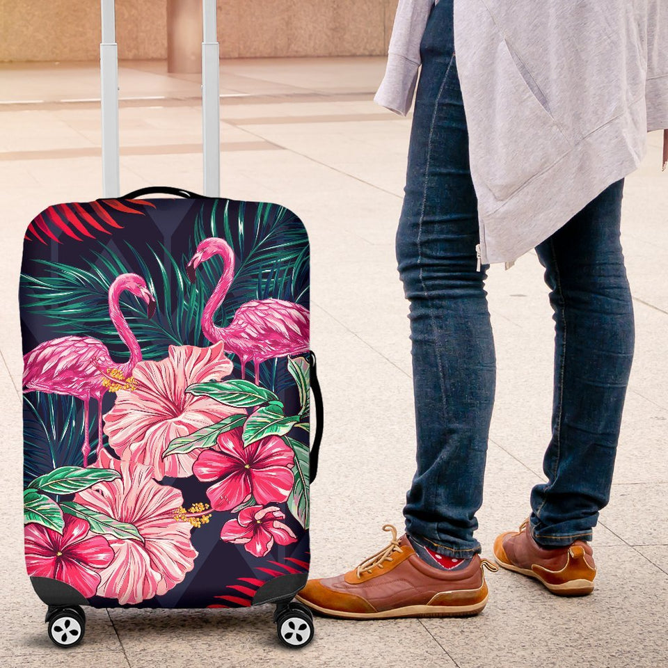 Flamingo Tropical Pink Hibiscus Luggage Cover Protector