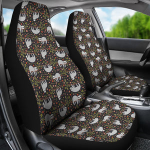 Floral Sloth Pattern Print Seat Cover Car Seat Covers Set 2 Pc, Car Accessories Car Mats Floral Sloth Pattern Print Seat Cover Car Seat Covers Set 2 Pc, Car Accessories Car Mats - Vegamart.com