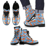 Fox Snow Pattern Print Men Women Leather Boots