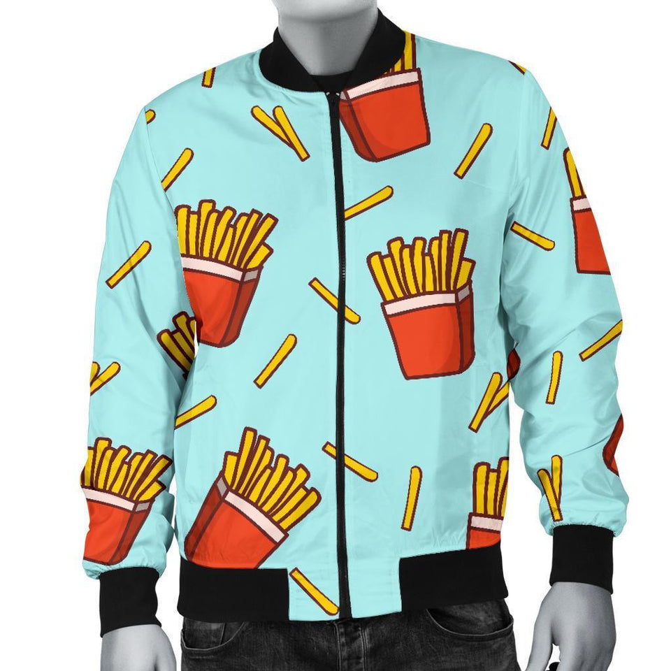 French Fries Print Pattern Men Casual Bomber Jacket