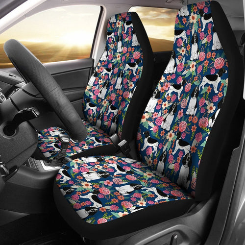 English Springer Spaniel Dog Floral Print Car Seat Covers-Free Shipping