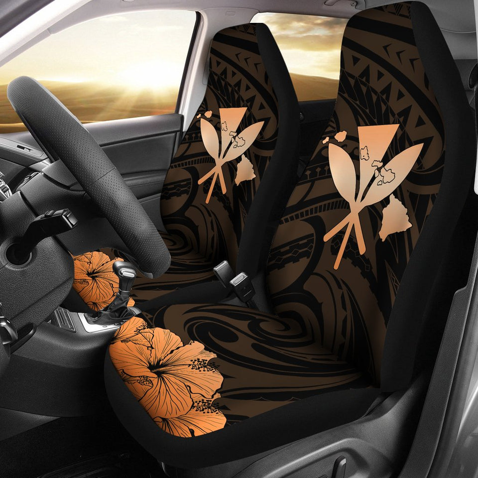 Hawaiian Kanaka Car Seat Covers Hibiscus Polynesian Love Orange J1