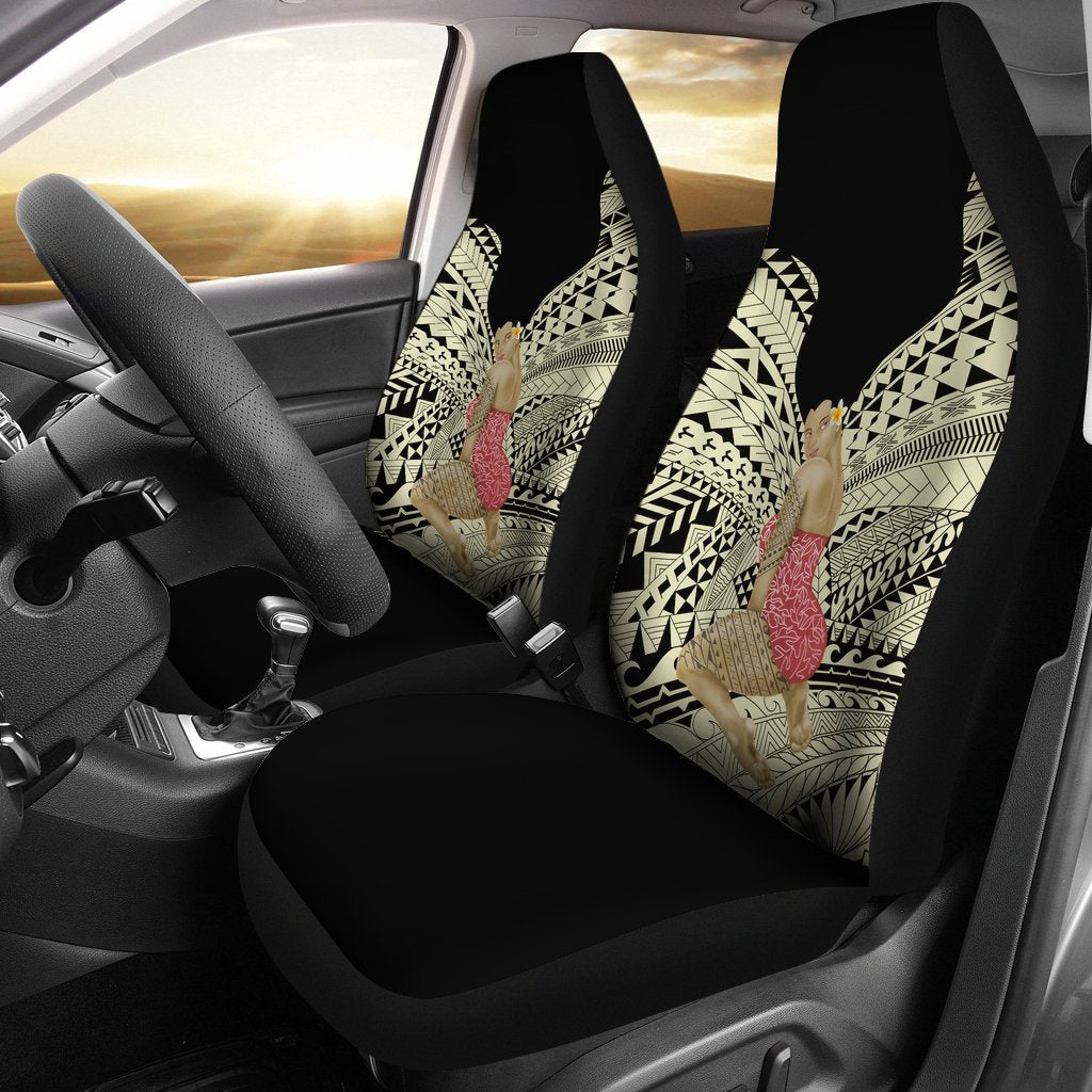 Hawaii Polynesian Hula Girl Wearing Plumeria Car Seat Covers - AH - J5