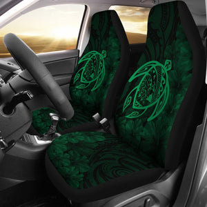 Alohawaii Car Seat Covers - Hawaii Turtle Map Hibiscus Poly Green - AH J4