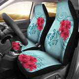 Hawaii Polynesian Turtle Hibiscus Blue Car Seat Cover - Bless Style - AH - J4