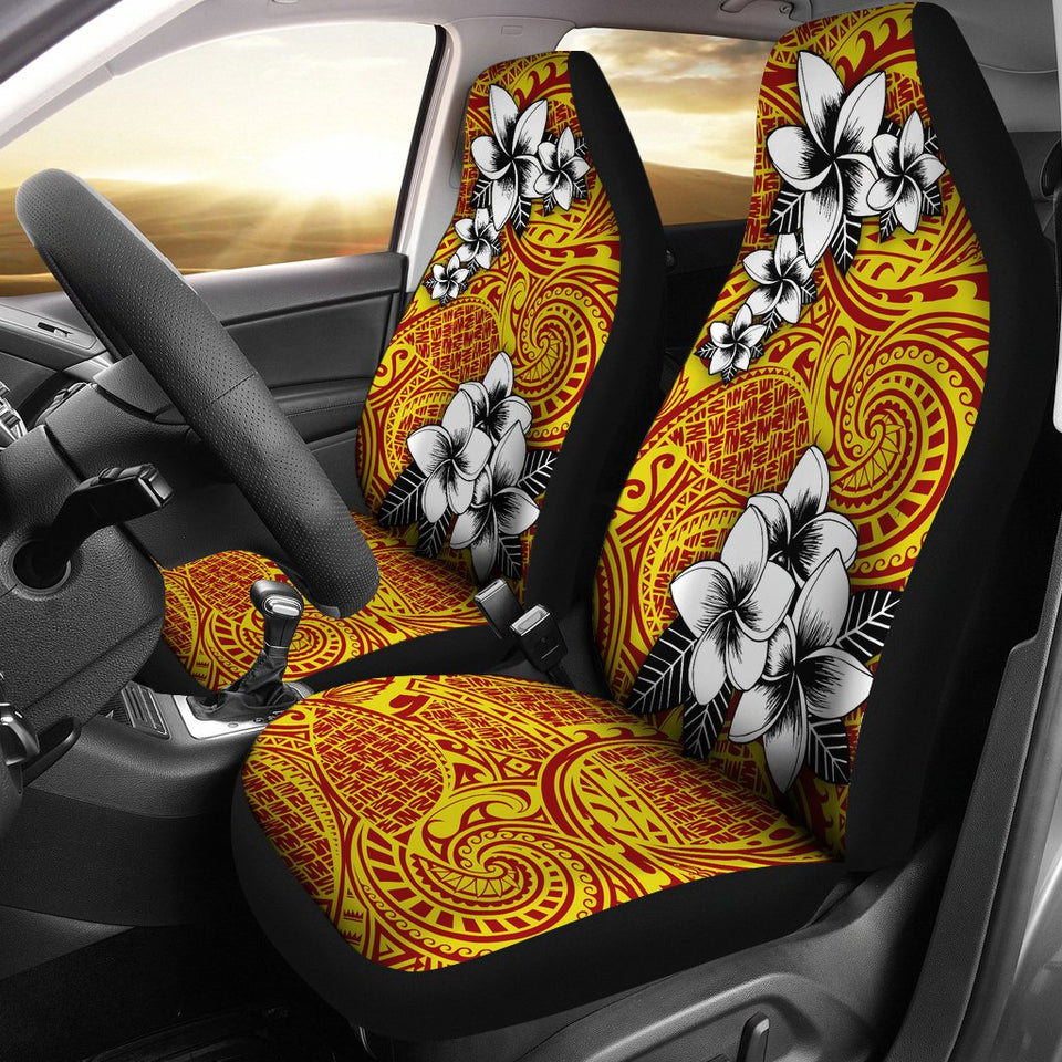 Alohawaii Car Seat Covers - Tribe Plumeria Yellow Red - AH J0