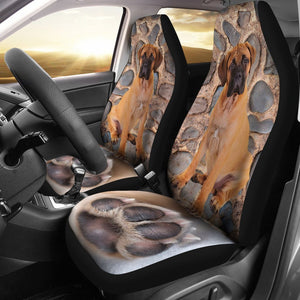Bullmastiff Dog With Paw Print Car Seat Covers- Free Shipping