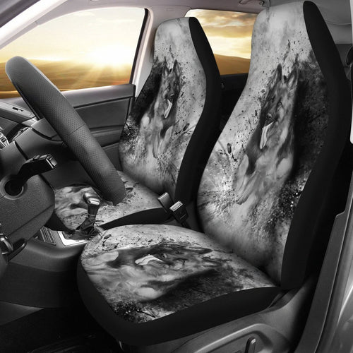 German Shepherd B/W Print Car Seat Covers-Free Shipping
