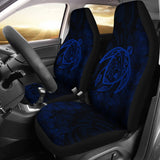 Alohawaii Car Seat Covers - Hawaii Turtle Map Hibiscus Poly Blue - AH J4