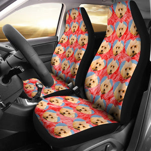 Poodle Dog On Hearts Print Car Seat Covers-Free Shipping