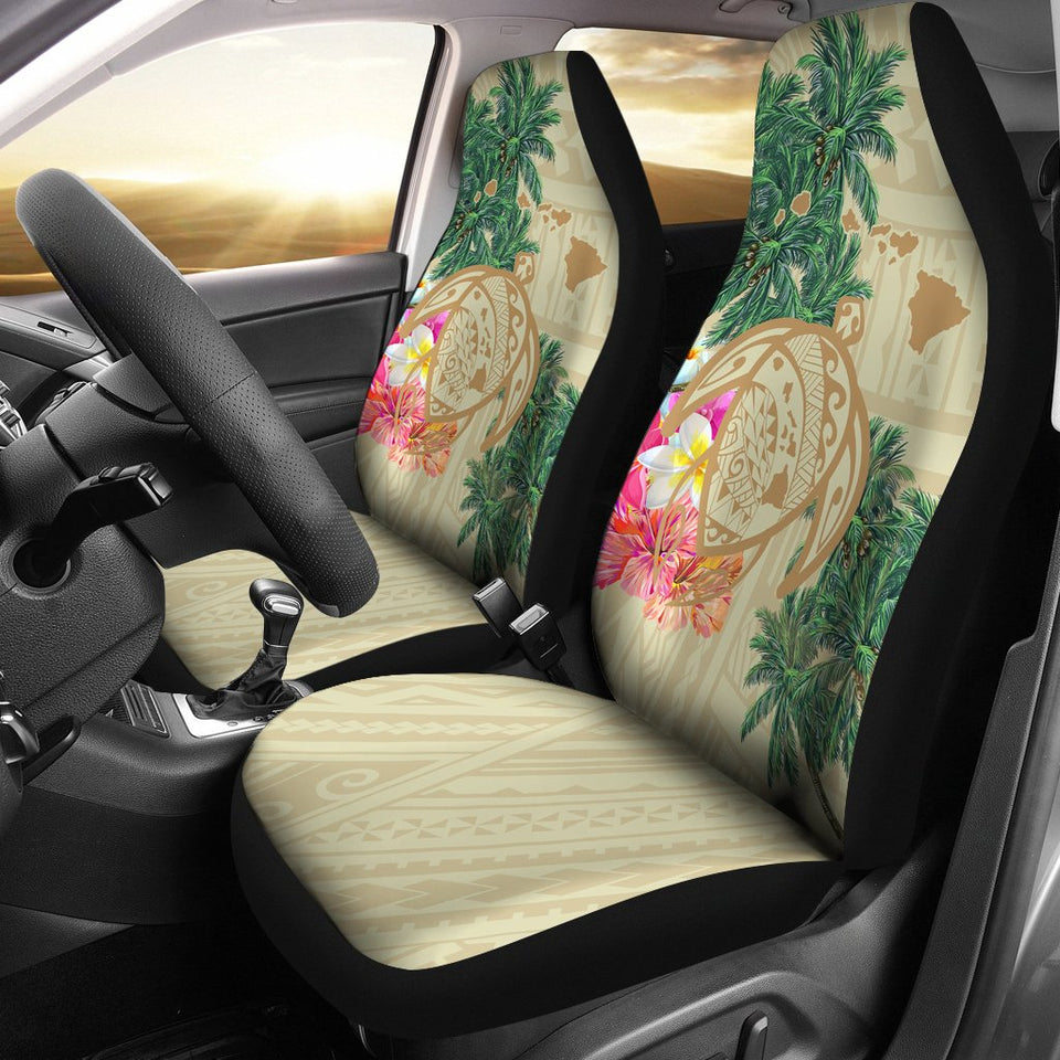 Hawaii Kanaka Maoli Polynesian Flowers Turtle Car Seat Covers - AH - J5