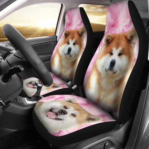 Akita Dog On Pink Print Car Seat Covers-Free Shipping
