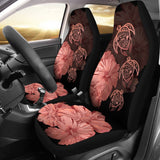 Hawaiian Map Turtle Hibiscus Peach Vintage Polynesian  Car Seat Covers - AH J9