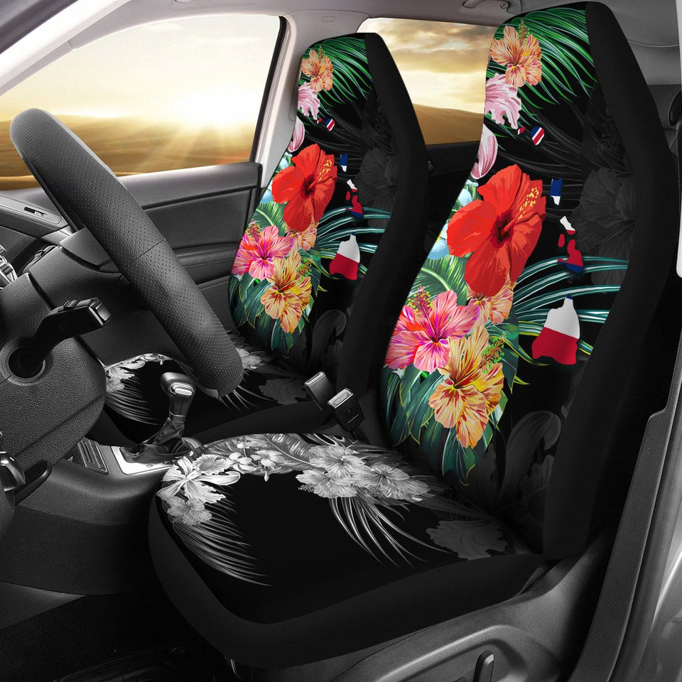 Alohawaii Car Seat Covers - Hawaii Map Hibiscus - AH J0