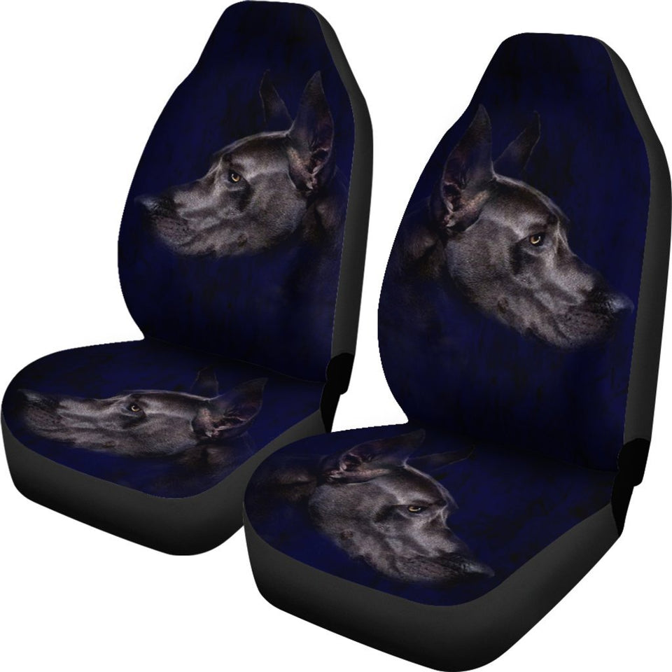 Black Great Dane Dog Art Print Car Seat Covers-Free Shipping