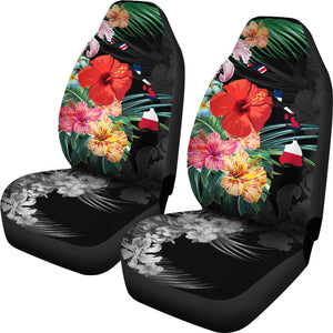 Alohawaii Car Seat Covers - Hawaii Map Hibiscus - AH J0