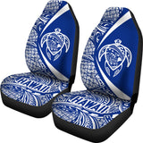 Hawaii Turtle Map Polynesian Car Seat Covers - White And Blue - Circle Style - AH J9