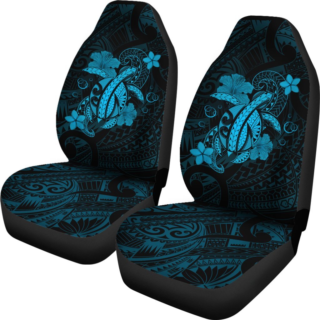 Hawaii Turtle Flower Polynesian Car Seat Covers - Turquoise - AH J4
