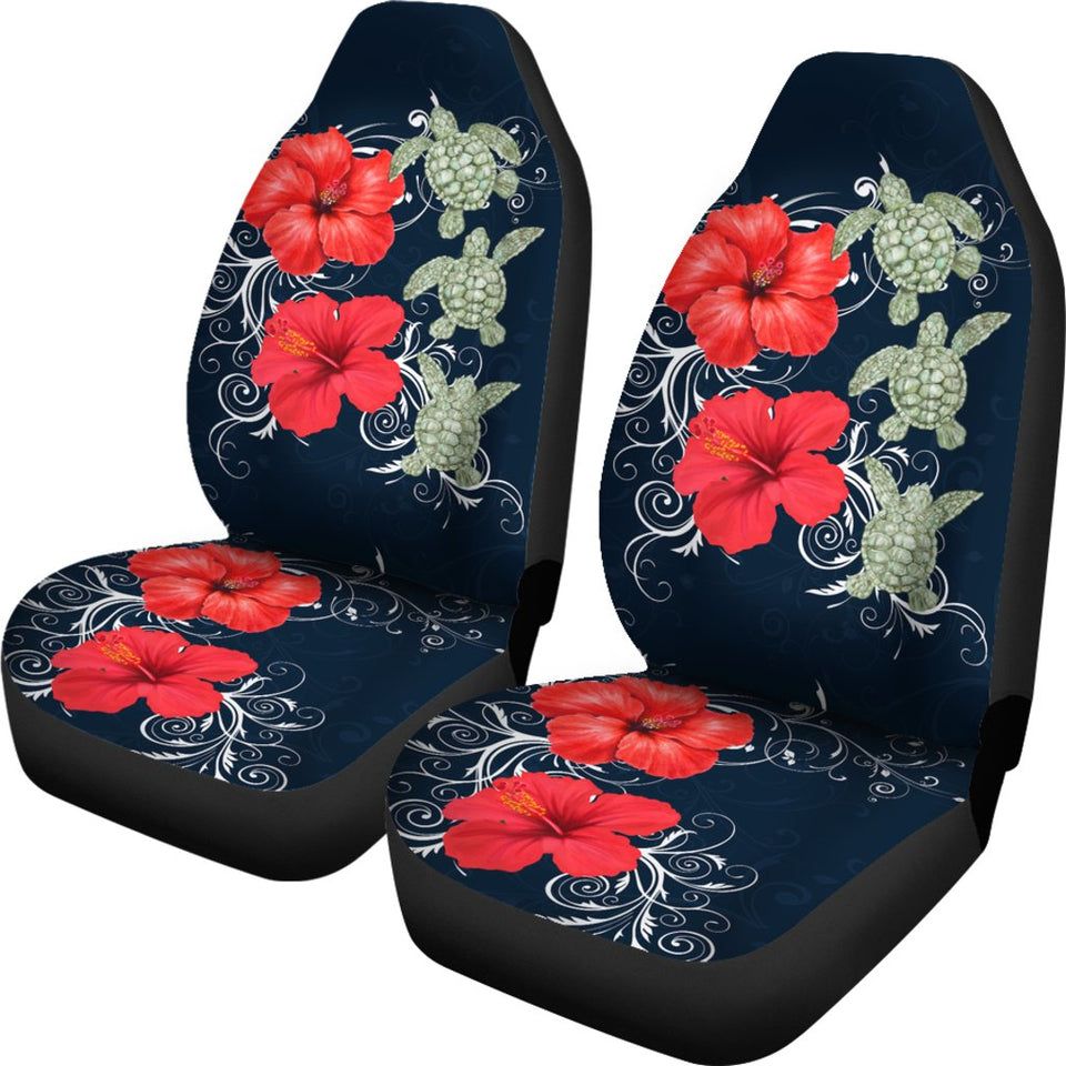 Hawaii Deep Blue Hibiscus Turtle Car Seat Covers - AH - Mike Style - J5