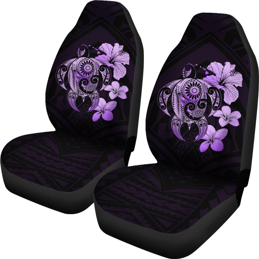Hibiscus Plumeria Mix Polynesian Violet Turtle Car Seat Covers - AH - J1