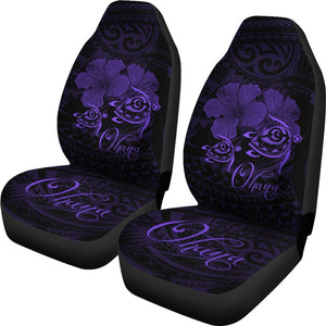 Hawaii Turtle Ohana Hibiscus Poly Car Seat Covers - Purple - AH J4