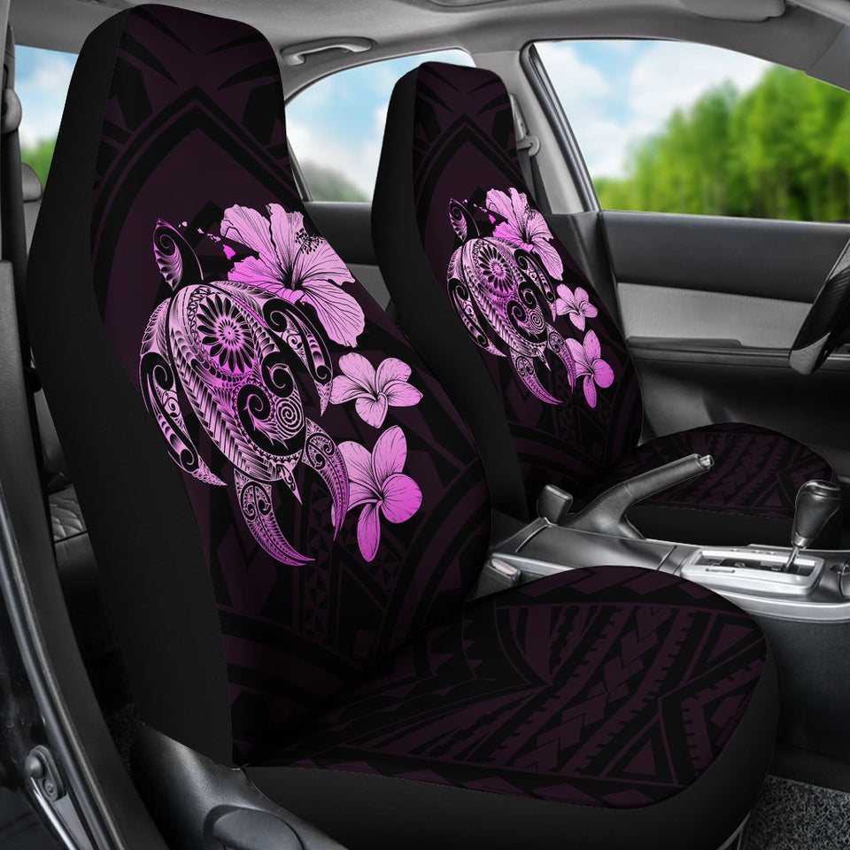 Hibiscus Plumeria Mix Polynesian Pink Turtle Car Seat Covers - AH - J1