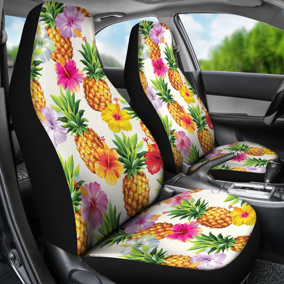 Cool Pineapple And Hibiscus Car Seat Covers - AH - K5
