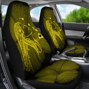 Alohawaii Car Seat Covers - Hawaii Hula Girl Hibiscus Map Yellow - AH J4